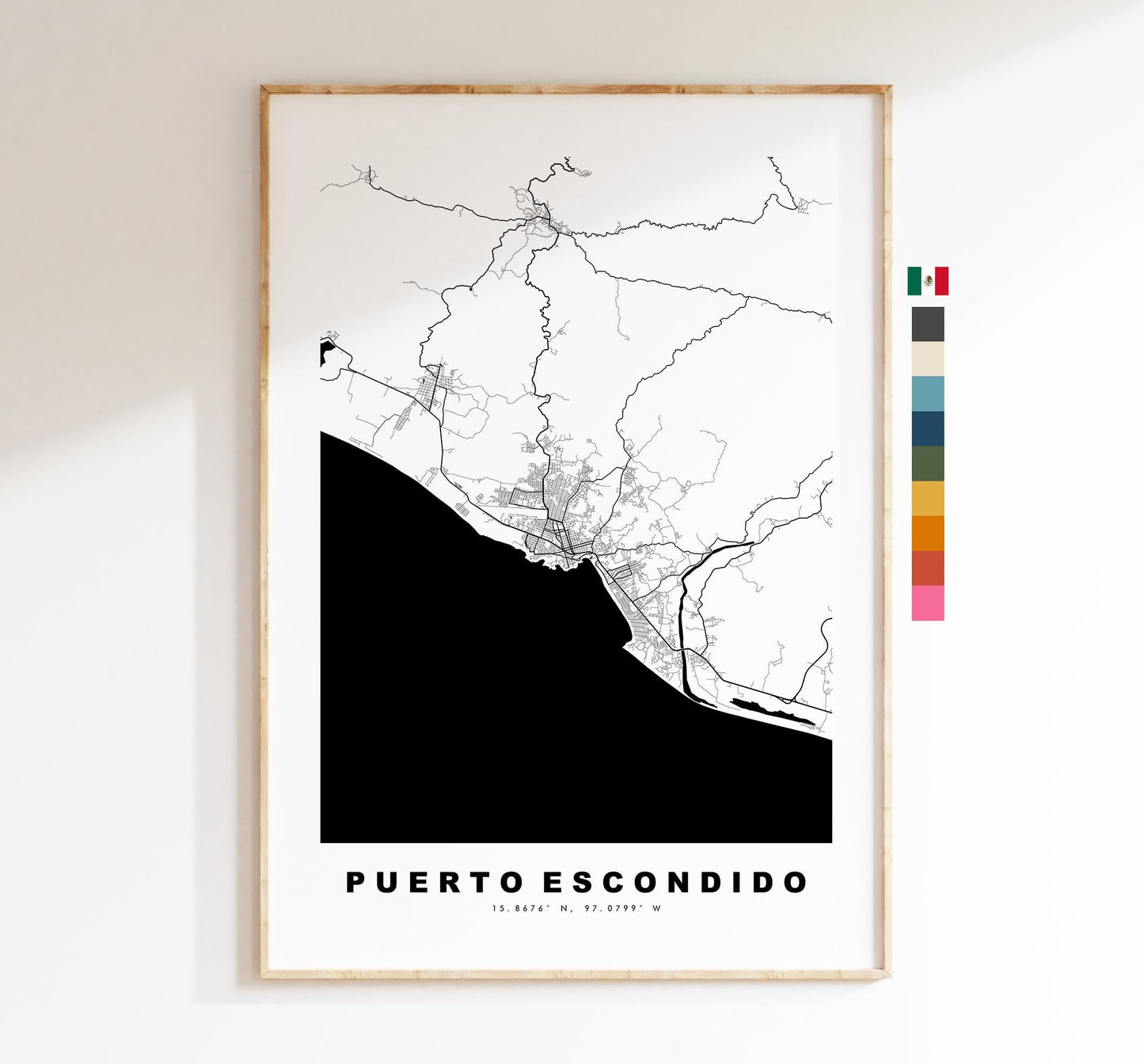 Puerto Escondido Map Print - City Map Poster - Map - Map Wall Art - Mexico City Maps - Puerto Escondido Print - Poster - Minimalist City Map