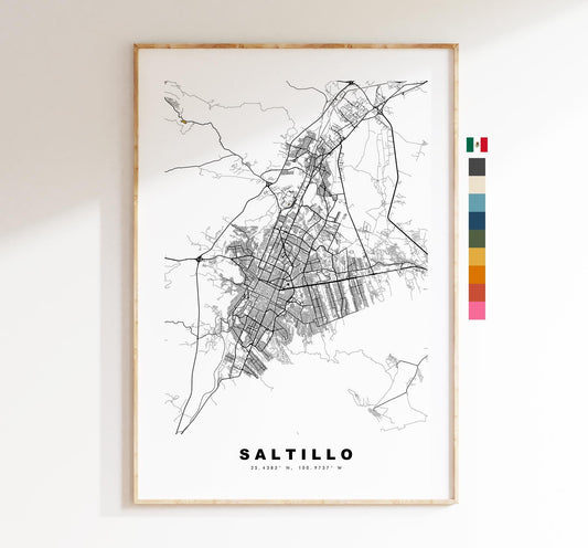 Saltillo Map Print - City Map Poster - Map Art - Map Wall Art - Mexico City Maps - Saltillo Print - Saltillo Poster - Minimalist City Map