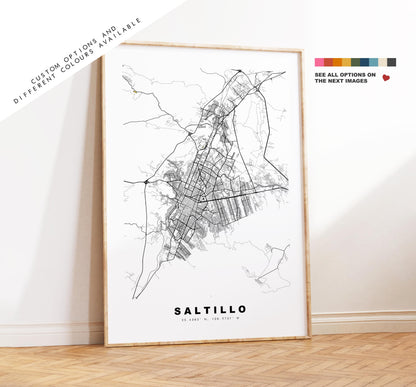 Saltillo Map Print - City Map Poster - Map Art - Map Wall Art - Mexico City Maps - Saltillo Print - Saltillo Poster - Minimalist City Map