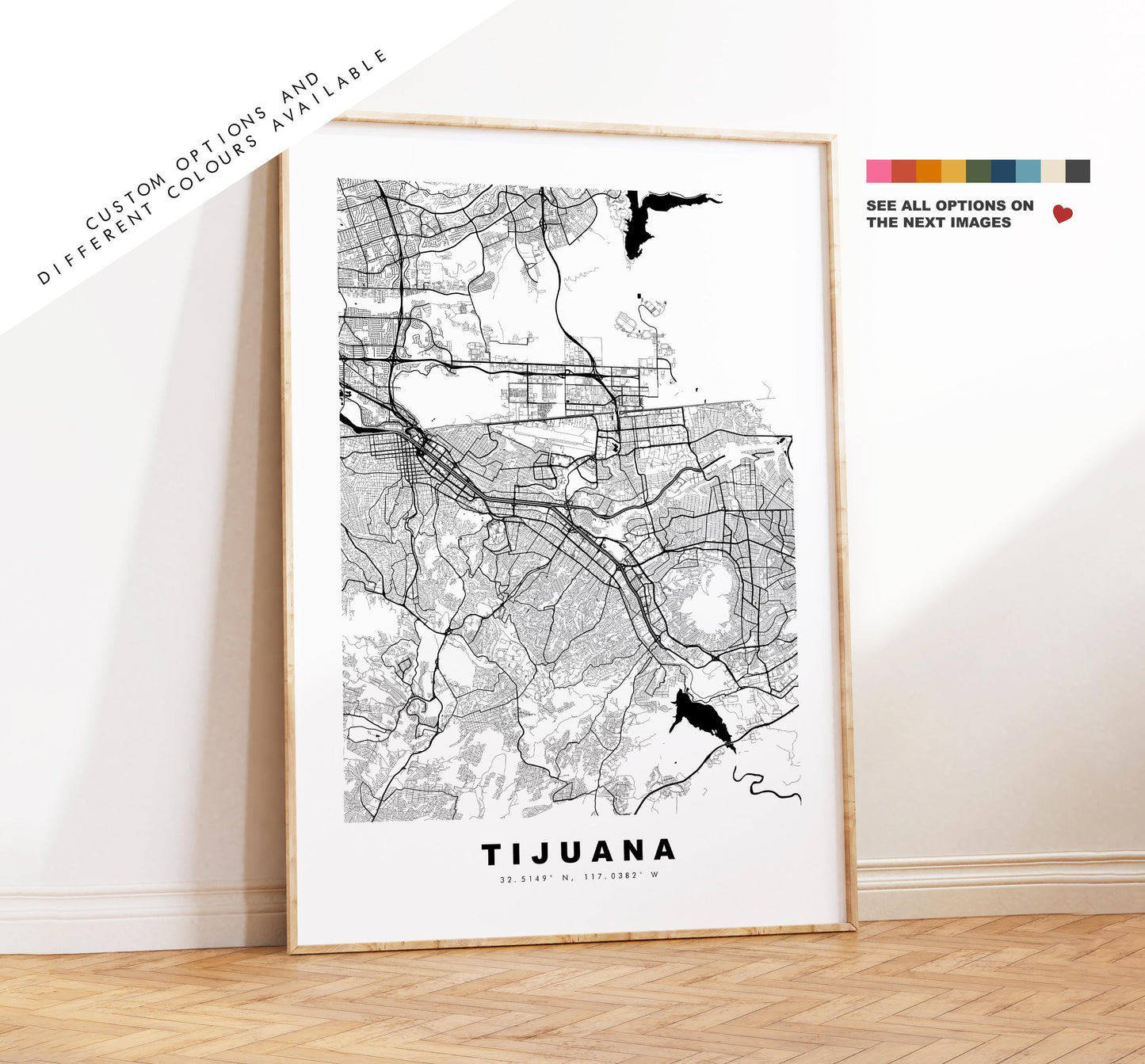 Tijuana Map Print - City Map Poster - Map Art - Map Wall Art - Mexico City Maps - Tijuana Print - Tijuana Poster - Minimalist City Map