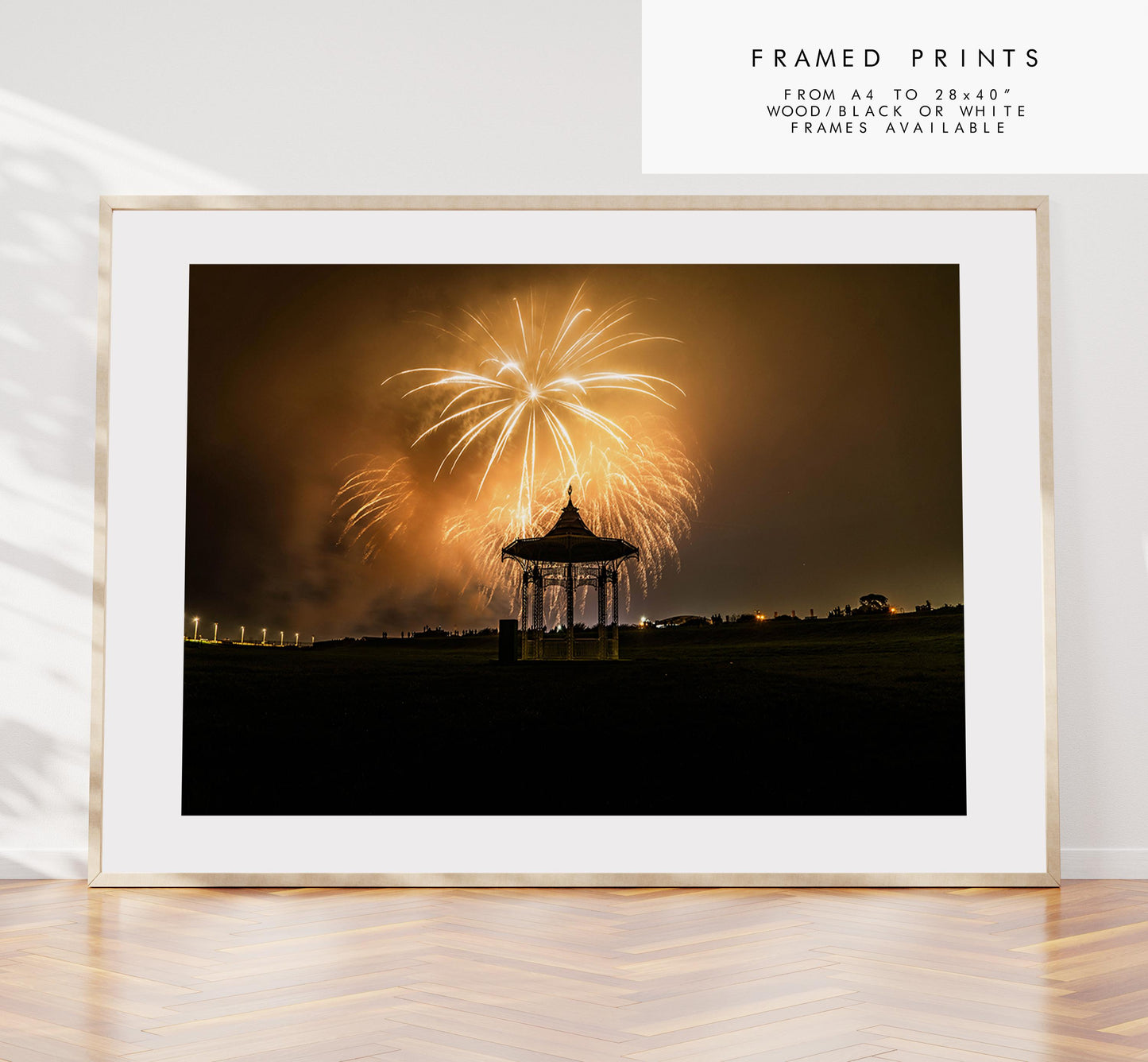 Southsea Bandstand Fireworks - Photography Print - Portsmouth and Southsea Prints - Wall Art -  Frame and Canvas Options - Landscape