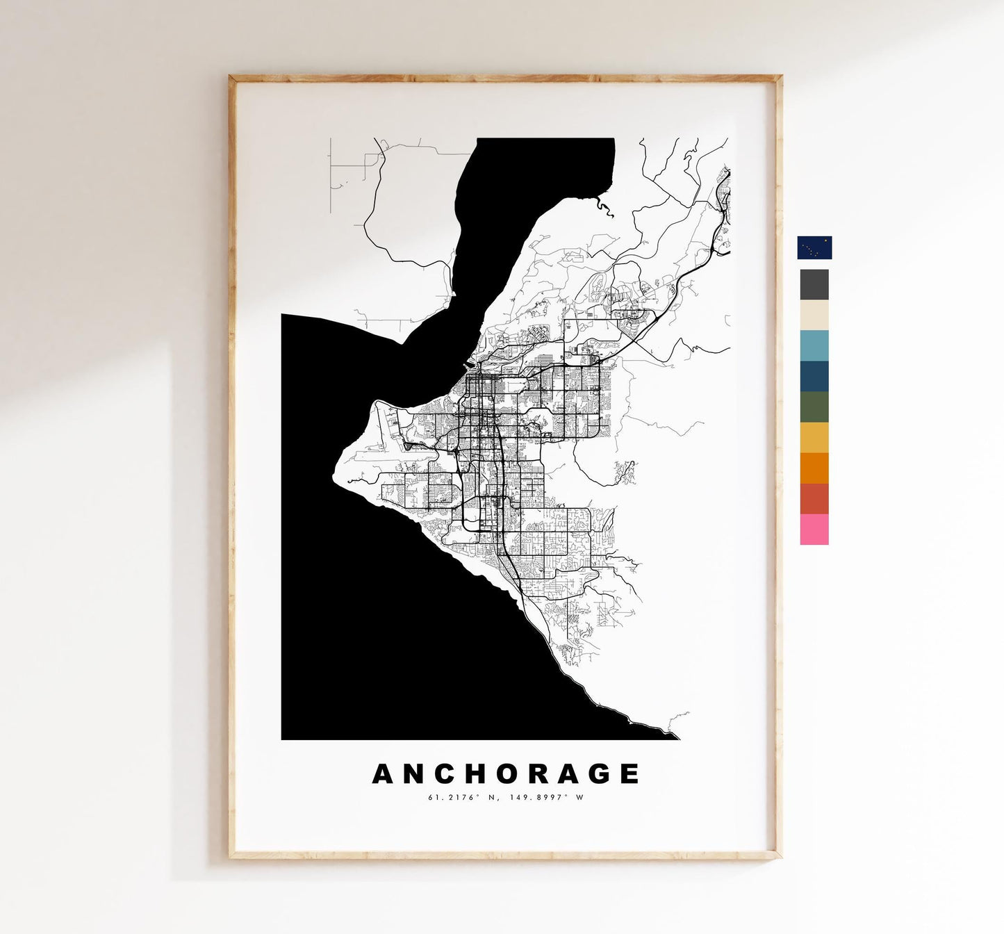 Anchorage Map Print - City Map Poster - Map Art - USA City Maps - Anchorage Print - Anchorage Poster - Minimalist City Map - Alaska