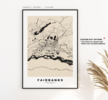 Fairbanks Map Print - City Map Poster - Map Art - USA City Maps - Fairbanks Print - Fairbanks Poster - Minimalist City Map - Alaska