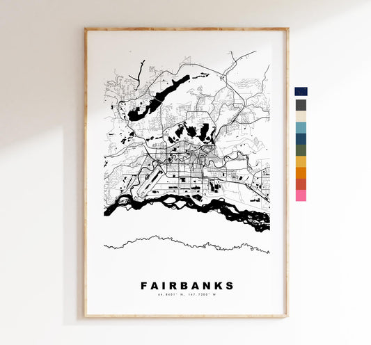 Fairbanks Map Print - City Map Poster - Map Art - USA City Maps - Fairbanks Print - Fairbanks Poster - Minimalist City Map - Alaska