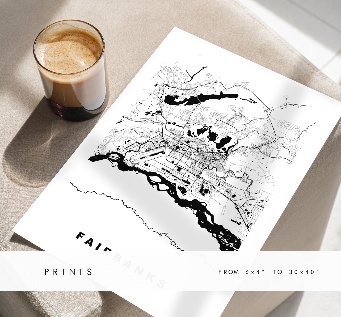 Fairbanks Map Print - City Map Poster - Map Art - USA City Maps - Fairbanks Print - Fairbanks Poster - Minimalist City Map - Alaska