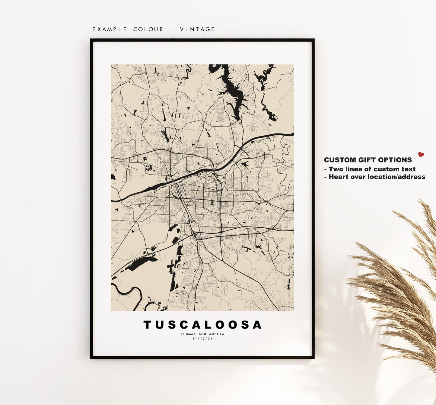 Tuscaloosa Map Print - City Map Poster - Map Art - USA City Maps - Tuscaloosa Print - Tuscaloosa Poster - Minimalist City Map - Alabama