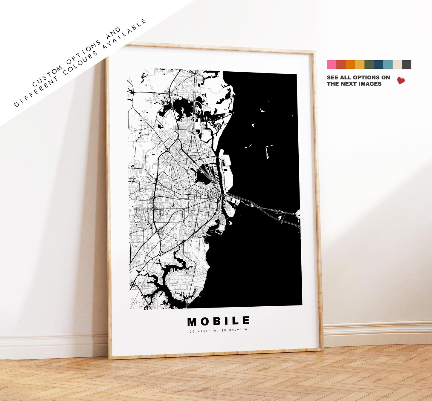 Mobile Map Print - City Map Poster - Map Art - USA City Maps - Mobile Print - Mobile Poster - Minimalist City Map - Alabama