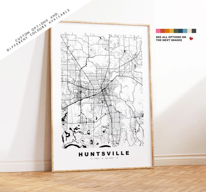 Huntsville Map Print - City Map Poster - Map Art - USA City Maps - Huntsville Print - Huntsville Poster - Minimalist City Map - Alabama