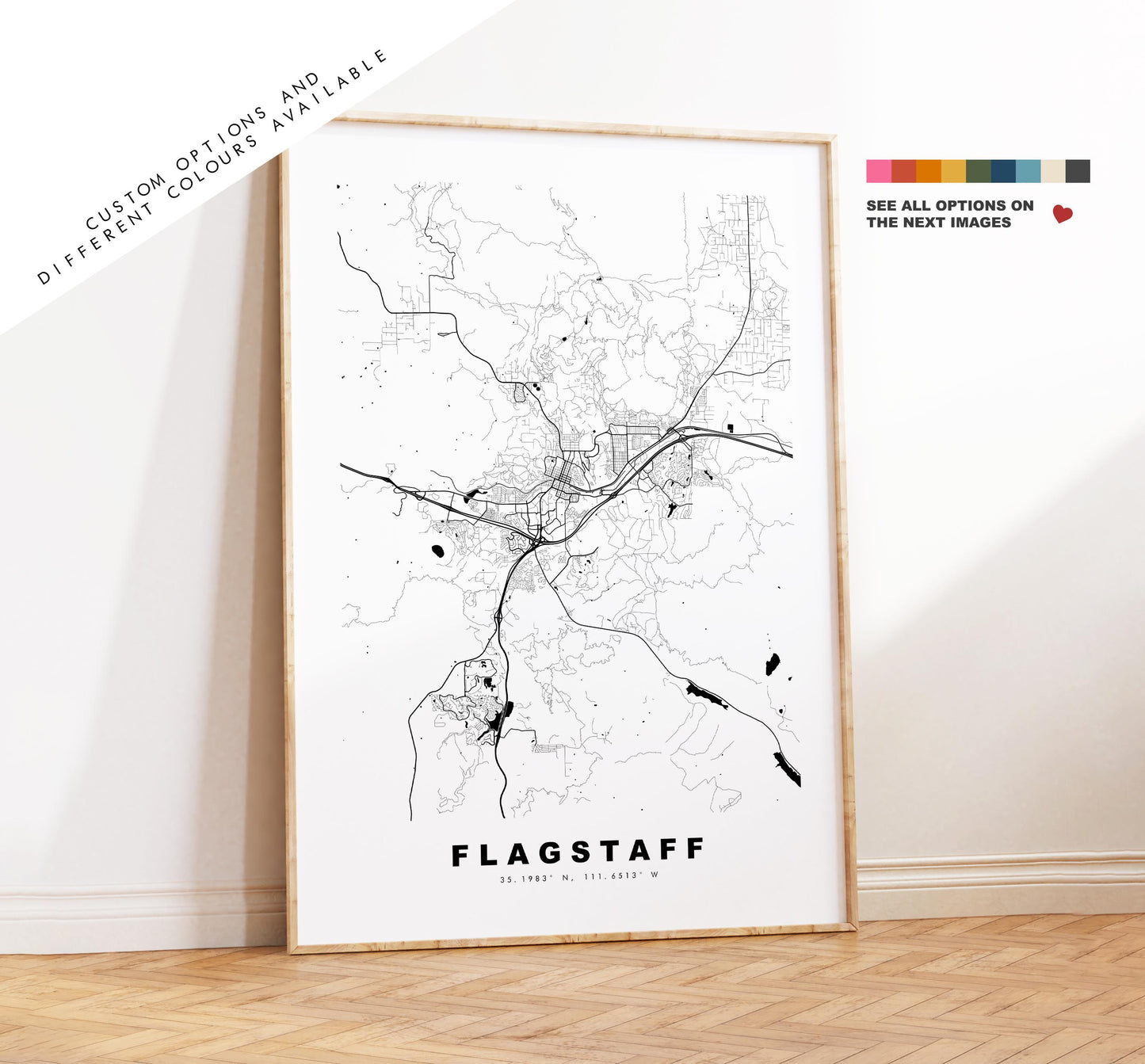 Flagstaff Map Print - City Map Poster - Map Art - USA City Maps - Flagstaff Print - Flagstaff Poster - Minimalist City Map - Arizona