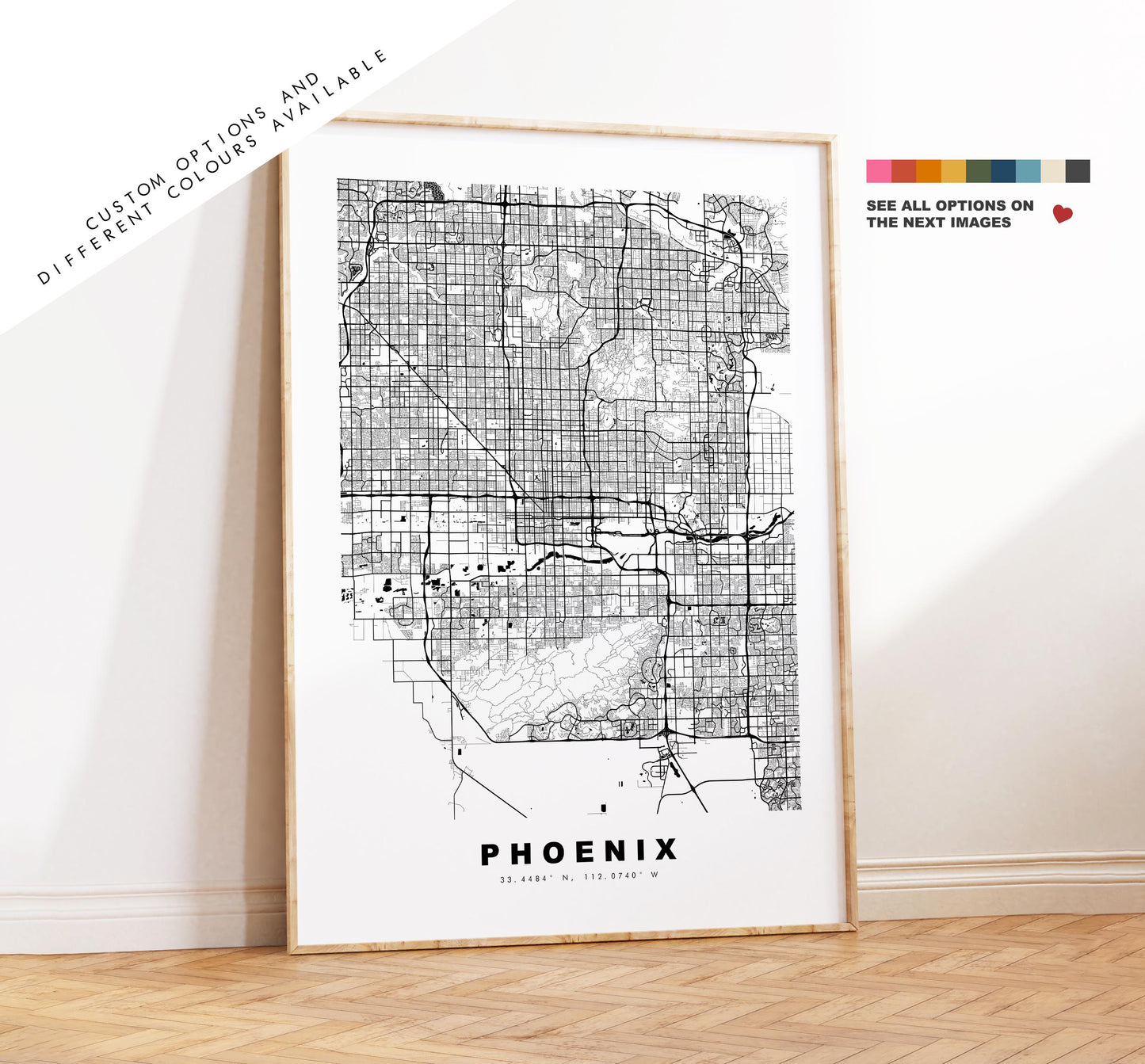 Phoenix Map Print - City Map Poster - Map Art - USA City Maps - Phoenix Print - Phoenix Poster - Minimalist City Map - Arizona