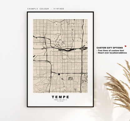 Tempe Map Print - City Map Poster - Map Art - USA City Maps - Tempe Print - Tempe Poster - Minimalist City Map - Arizona