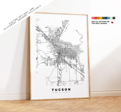 Tucson Map Print - City Map Poster - Map Art - USA City Maps - Tucson Print - Tucson Poster - Minimalist City Map - Arizona