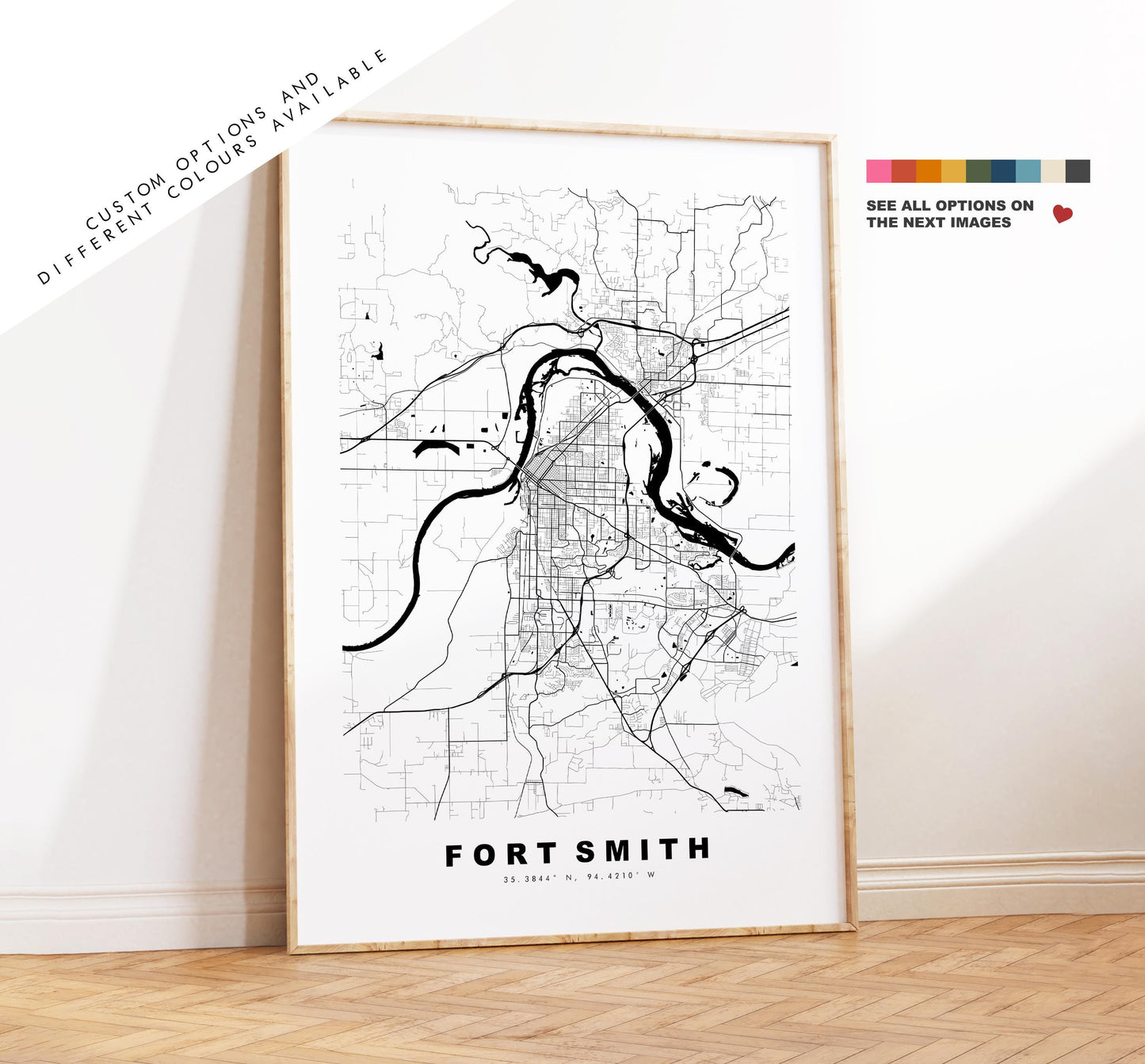 Fort Smith Map Print - City Map Poster - Map Art - USA City Maps - Fort Smith Print - Fort Smith Poster - Minimalist City Map - Arkansas