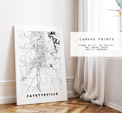 Fayetteville Map Print - City Map Poster - Map Art - USA City Maps - Fayetteville Print - Poster - Minimalist City Map - Arkansas