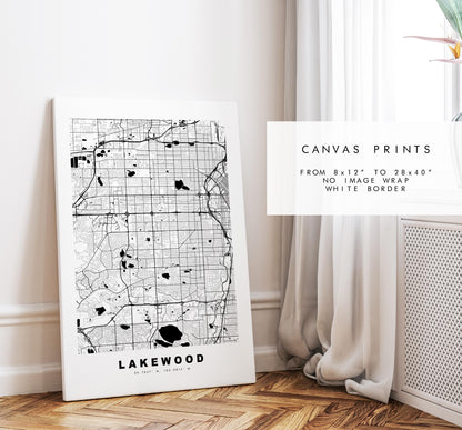 Lakewood Map Print - City Map Poster - Map Art - USA City Maps - Lakewood Print - Lakewood Poster - Minimalist City Map - Colorado