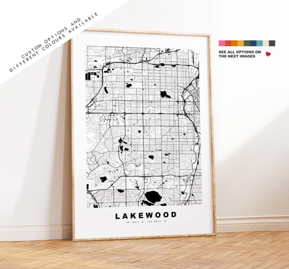 Lakewood Map Print - City Map Poster - Map Art - USA City Maps - Lakewood Print - Lakewood Poster - Minimalist City Map - Colorado