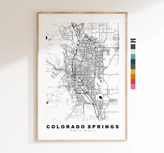 Colorado Springs Map Print - City Map Poster - Map Art - USA City Maps - Colorado Springs Print - Poster - Minimalist City Map - Colorado