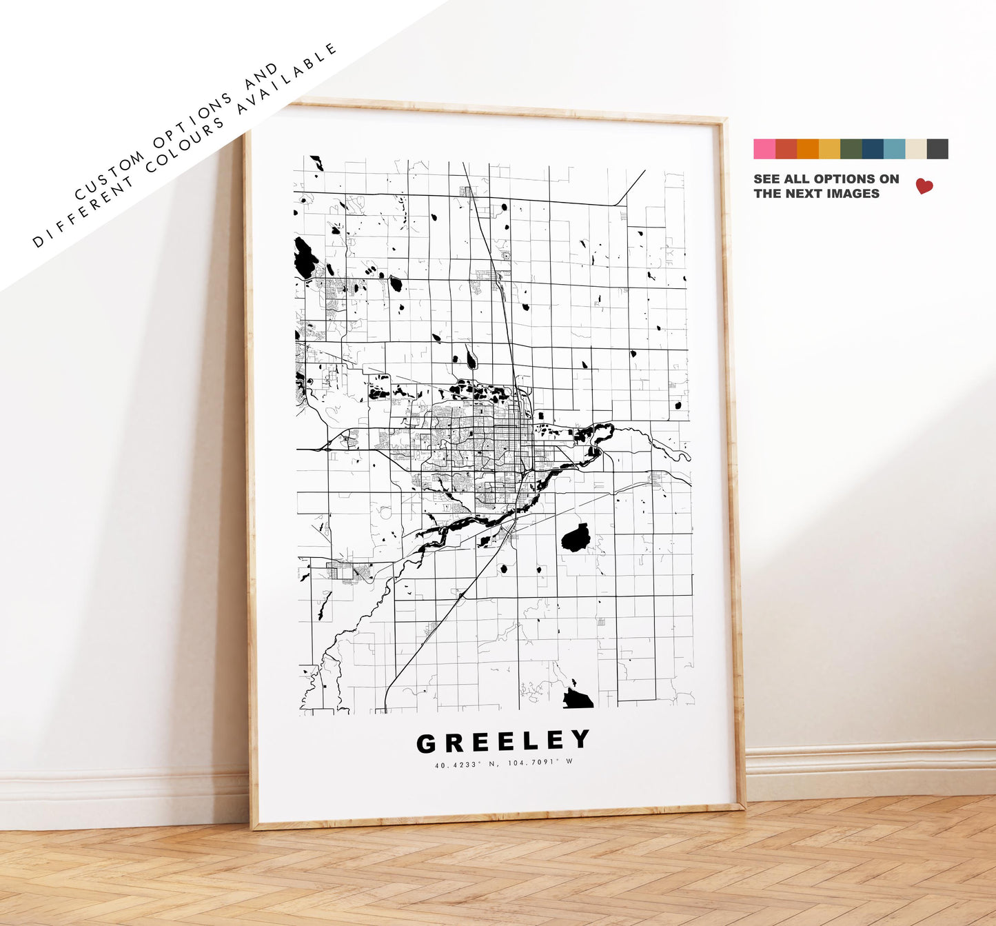 Greeley Map Print - City Map Poster - Map Art - USA City Maps - Greeley Print - Greeley Poster - Minimalist City Map - Colorado