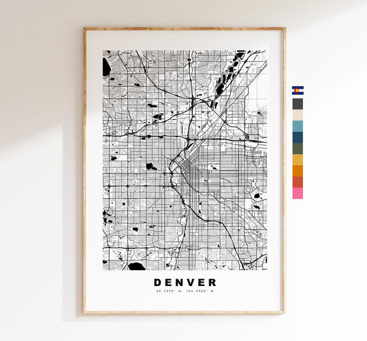 Denver Map Print - City Map Poster - Map Art - USA City Maps - Denver Print - Denver Poster - Minimalist City Map - Colorado