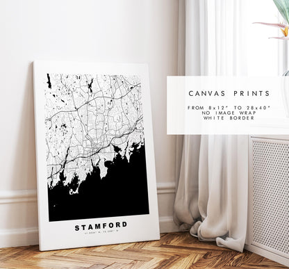 Stamford Map Print - City Map Poster - Map Art - USA City Maps - Stamford Print - Stamford Poster - Minimalist City Map - Connecticut