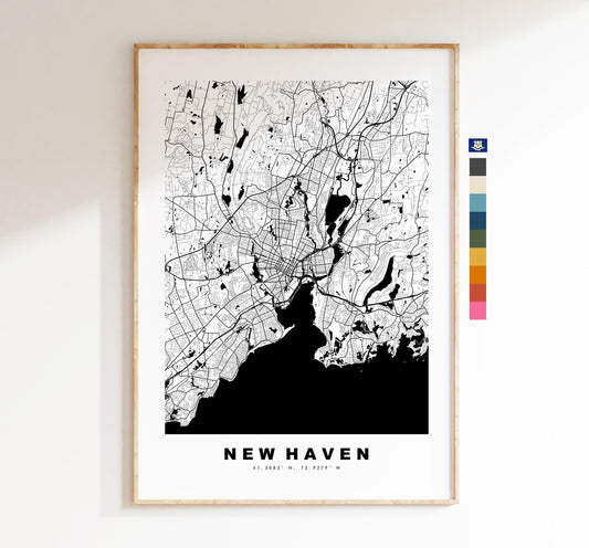 New Haven Map Print - City Map Poster - Map Art - USA City Maps - New Haven Print - New Haven Poster - Minimalist City Map - Connecticut