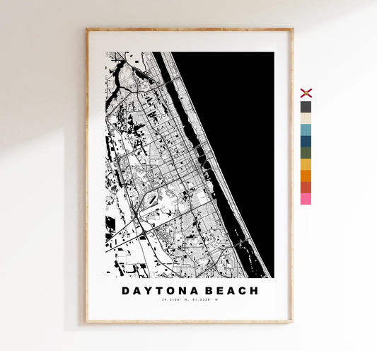 Daytona Beach Map Print - City Map Poster - Map Art - USA City Maps - Daytona Beach Print - Poster - Minimalist City Map - Florida