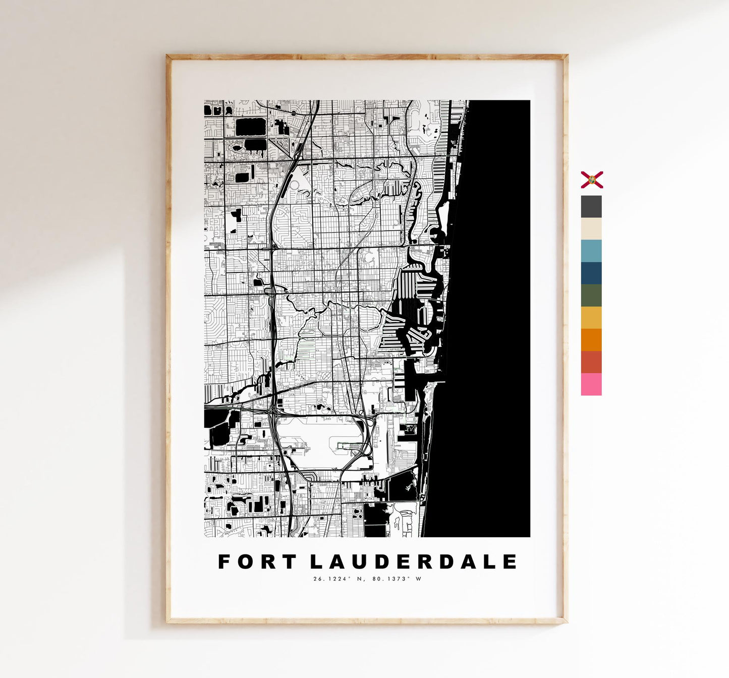 Fort Lauderdale Map Print - City Map Poster - Map Art - USA City Maps - Fort Lauderdale Print - Poster - Minimalist City Map - Florida