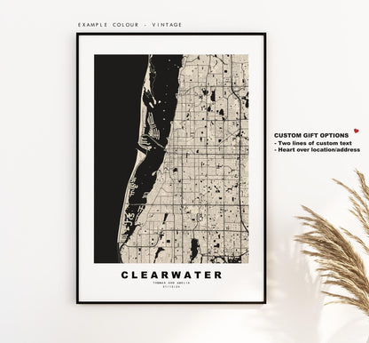 Clearwater Map Print - City Map Poster - Map Art - USA City Maps - Clearwater Print - Clearwater Poster - Minimalist City Map - Florida