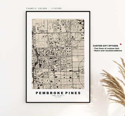 Pembroke Pines Map Print - City Map Poster - Map Art - USA City Maps - Pembroke Pines Print - Poster - Minimalist City Map - Florida