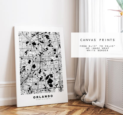 Orlando Map Print - City Map Poster - Map Art - USA City Maps - Orlando Print - Orlando Poster - Minimalist City Map - Florida