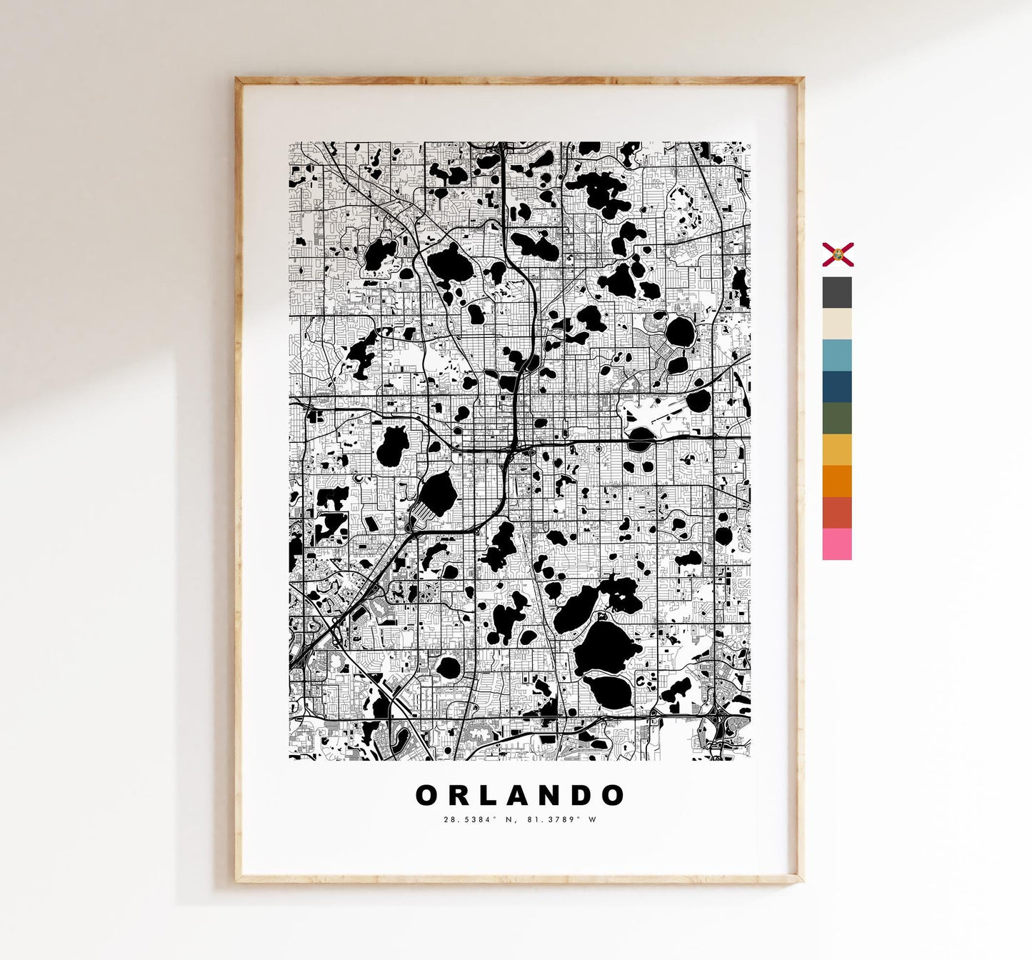 Orlando Map Print - City Map Poster - Map Art - USA City Maps - Orlando Print - Orlando Poster - Minimalist City Map - Florida