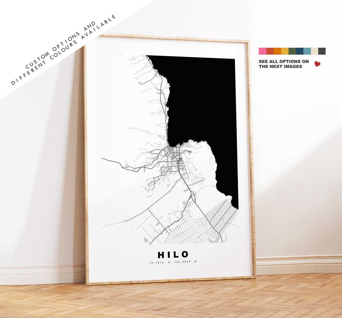 Hilo Map Print - City Map Poster - Map Art - USA City Maps - Hilo Print - Hilo Poster - Minimalist City Map - Hawaii