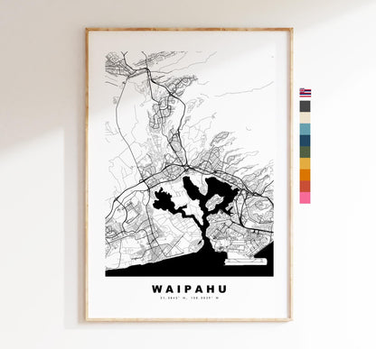 Waipahu Map Print - City Map Poster - Map Art - USA City Maps - Waipahu Print - Waipahu Poster - Minimalist City Map - Hawaii