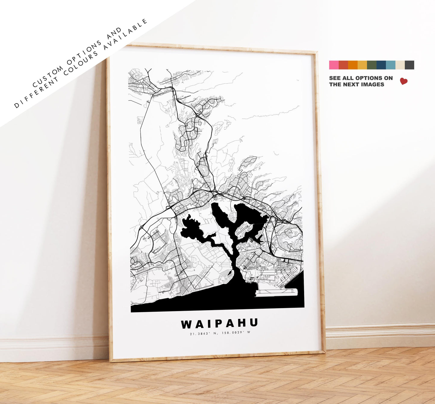 Waipahu Map Print - City Map Poster - Map Art - USA City Maps - Waipahu Print - Waipahu Poster - Minimalist City Map - Hawaii