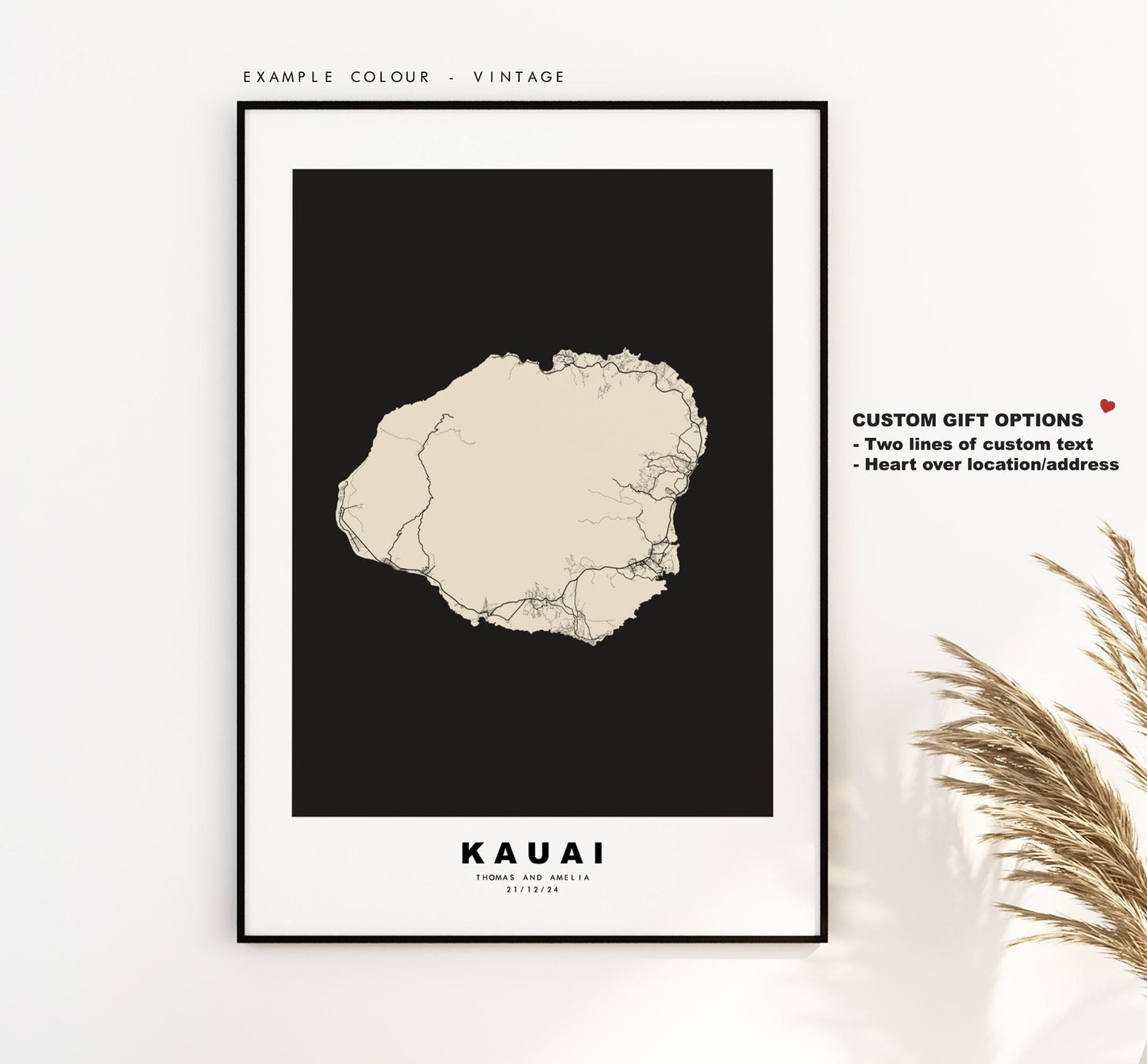 Kauai Island Map Print - Map Poster - Map Art - USA City Maps - Kauai Print - Kauai Poster - Minimalist Island Map - Hawaii