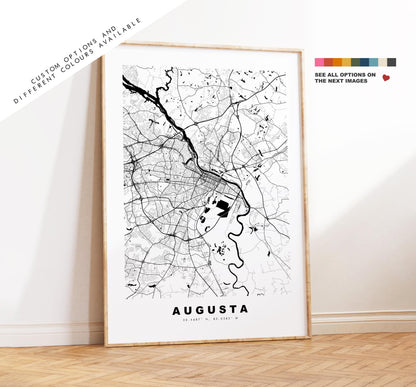 Augusta Map Print - City Map Poster - Map Art - USA City Maps - Augusta Print - Augusta Poster - Minimalist City Map - Georgia