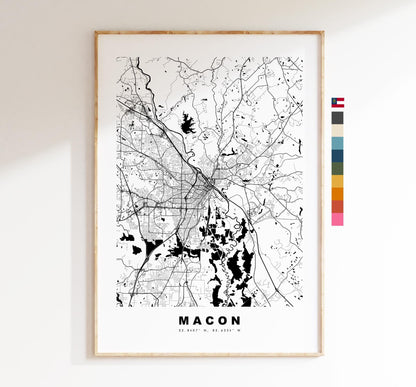 Macon Map Print - City Map Poster - Map Art - USA City Maps - Macon Print - Macon Poster - Minimalist City Map - Georgia