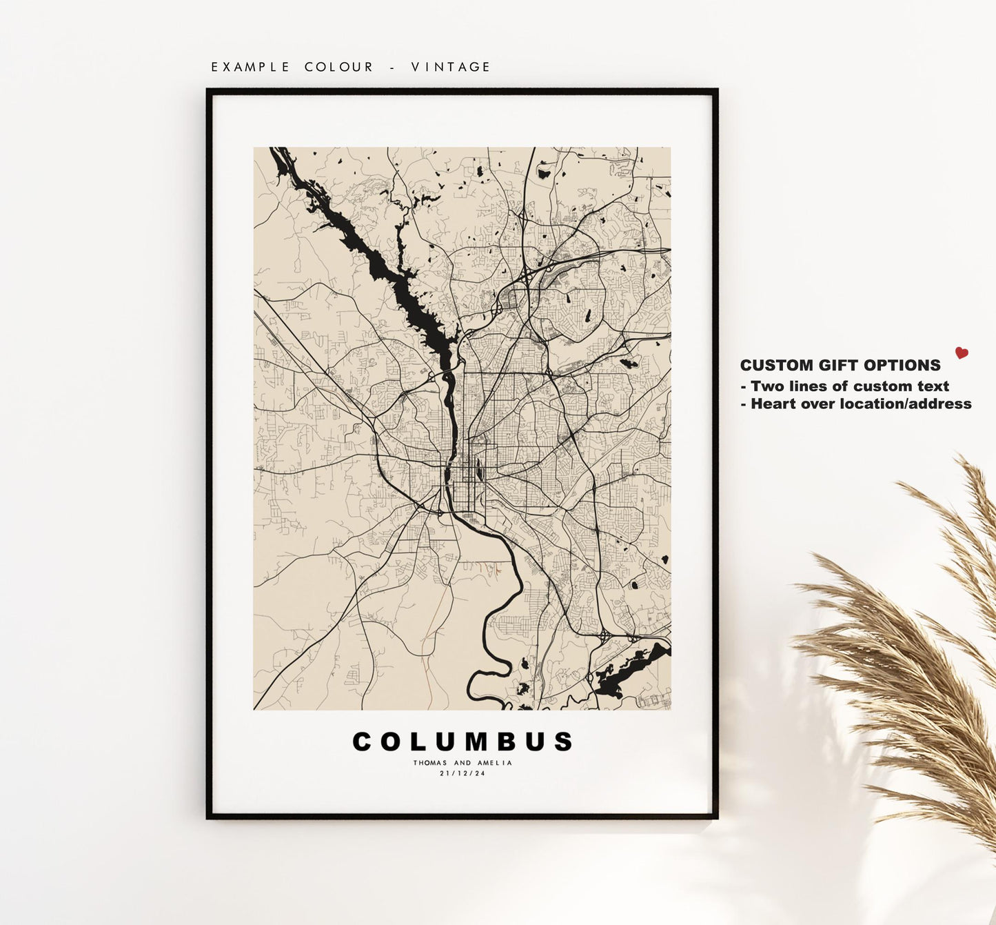 Columbus Map Print (Georgia) - City Map Poster - Map Art - USA City Maps - Columbus Print - Poster - Minimalist City Map - Georgia