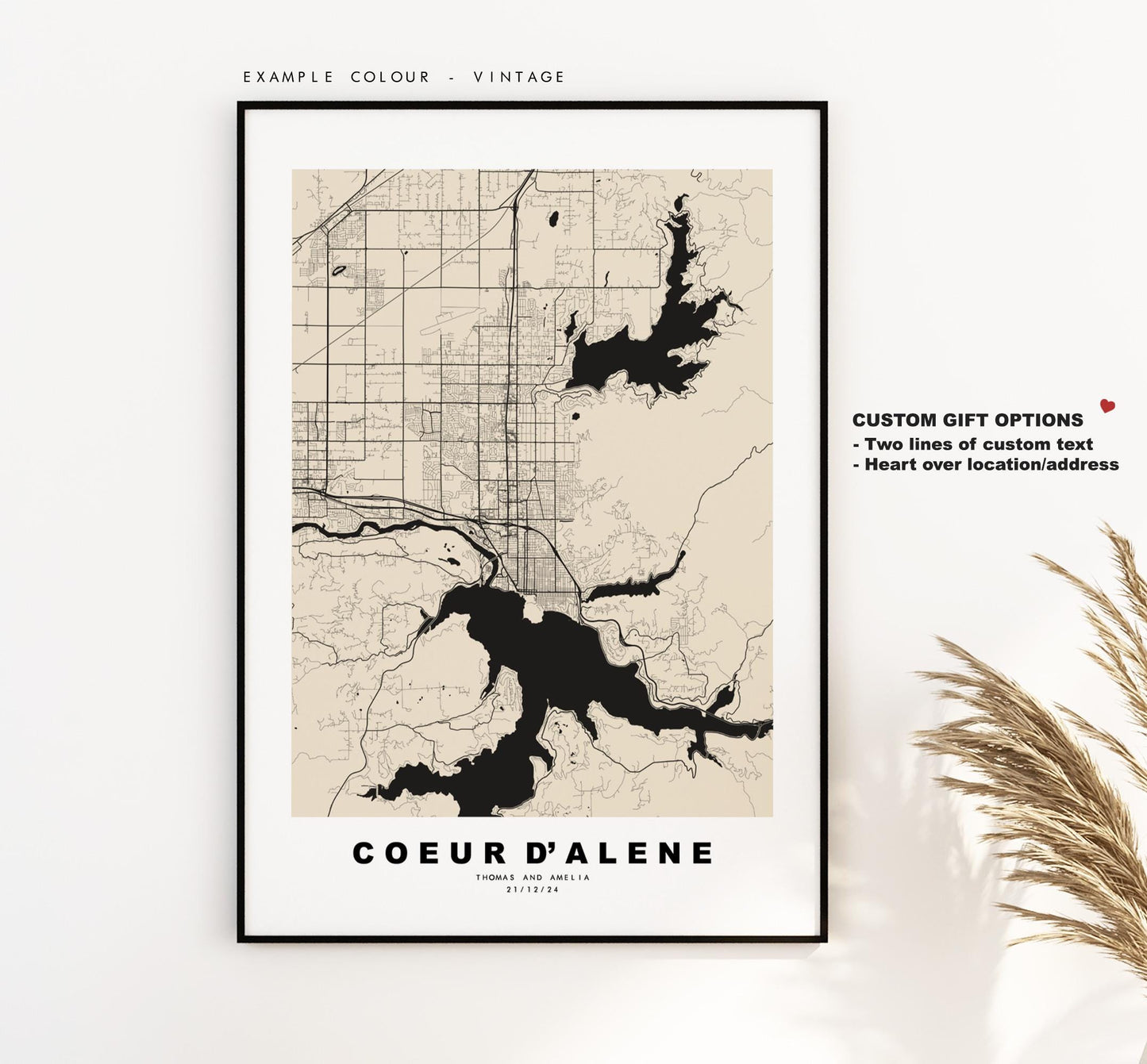 Couer d'Alene Map Print - City Map Poster - Map Art - USA City Maps - Couer d'Alene Print - Poster - Minimalist City Map - Idaho