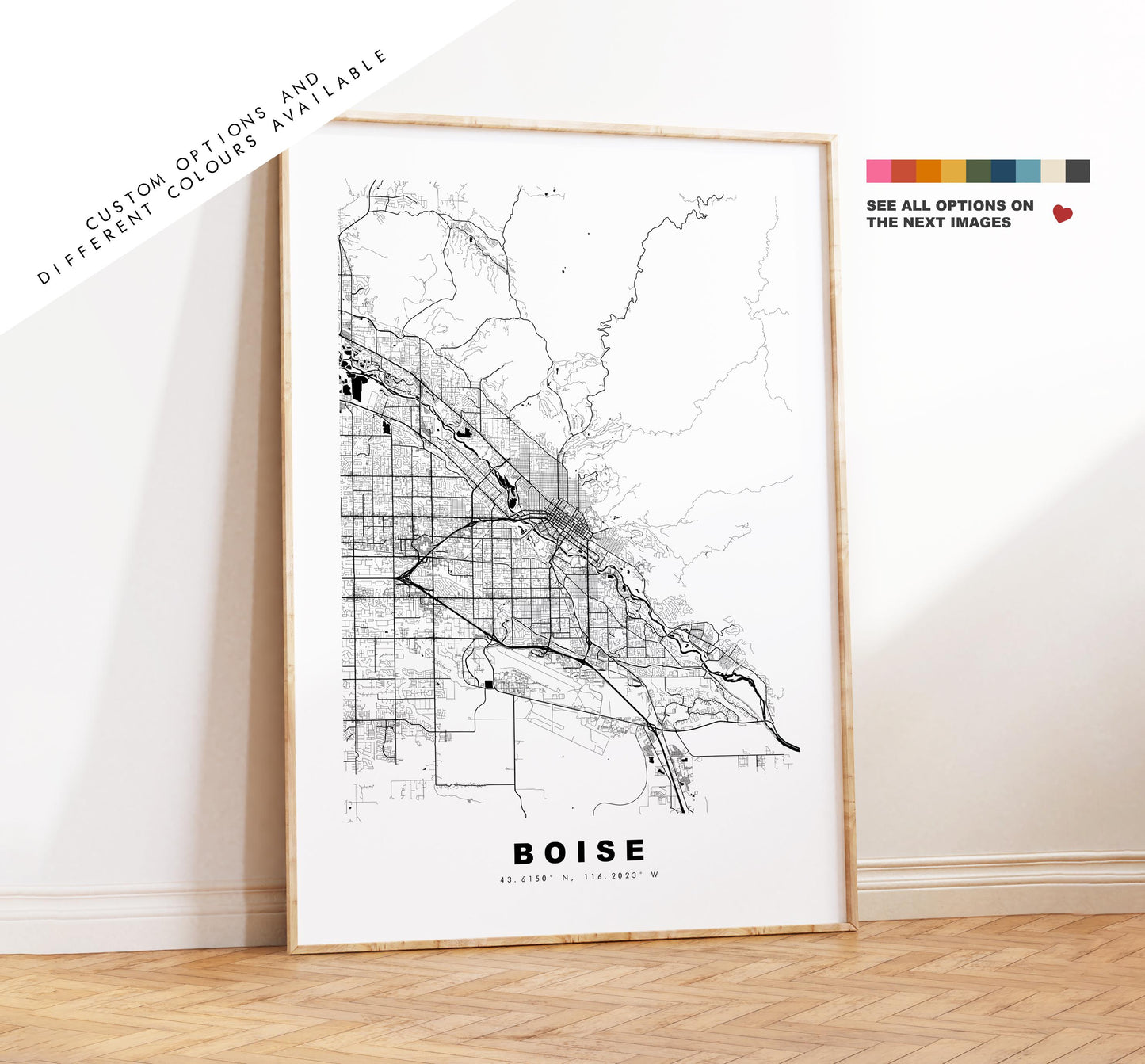 Boise Map Print - City Map Poster - Map Art - USA City Maps - Boise Print - Boise Poster - Minimalist City Map - Idaho