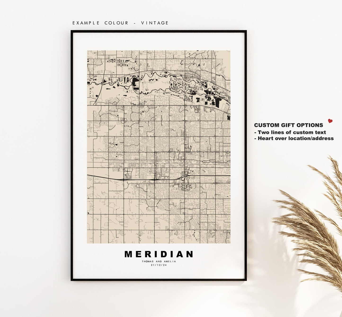 Meridian Map Print - City Map Poster - Map Art - USA City Maps - Meridian Print - Meridian Poster - Minimalist City Map - Idaho