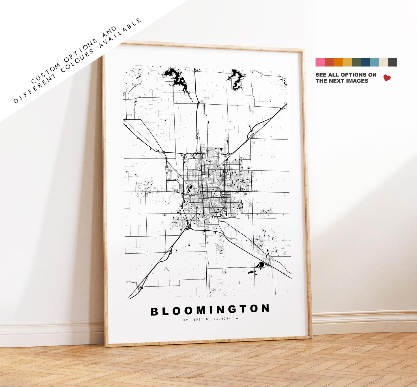 Bloomington Map Print (Illinois) - City Map Poster - Map Art - USA City Maps - Bloomington Print - Poster - Minimalist City Map - Illinois