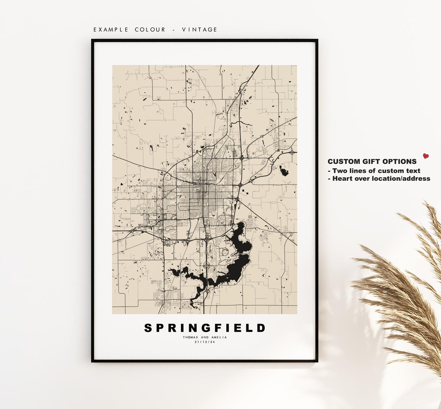 Springfield Map Print (Illinois) - City Map Poster - Map Art - USA City Maps - Springfield Print - Poster - Minimalist City Map - Illinois