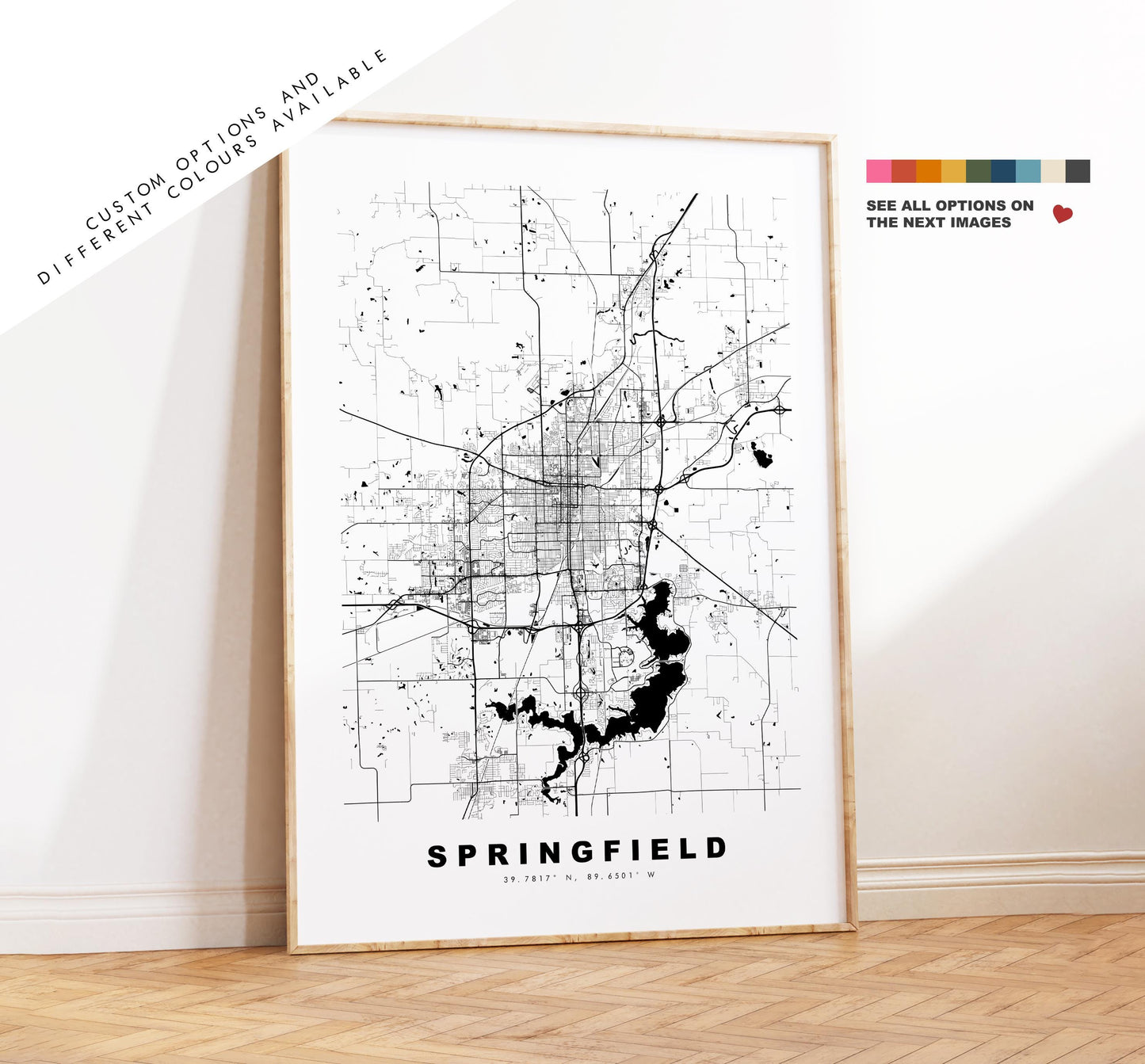 Springfield Map Print (Illinois) - City Map Poster - Map Art - USA City Maps - Springfield Print - Poster - Minimalist City Map - Illinois