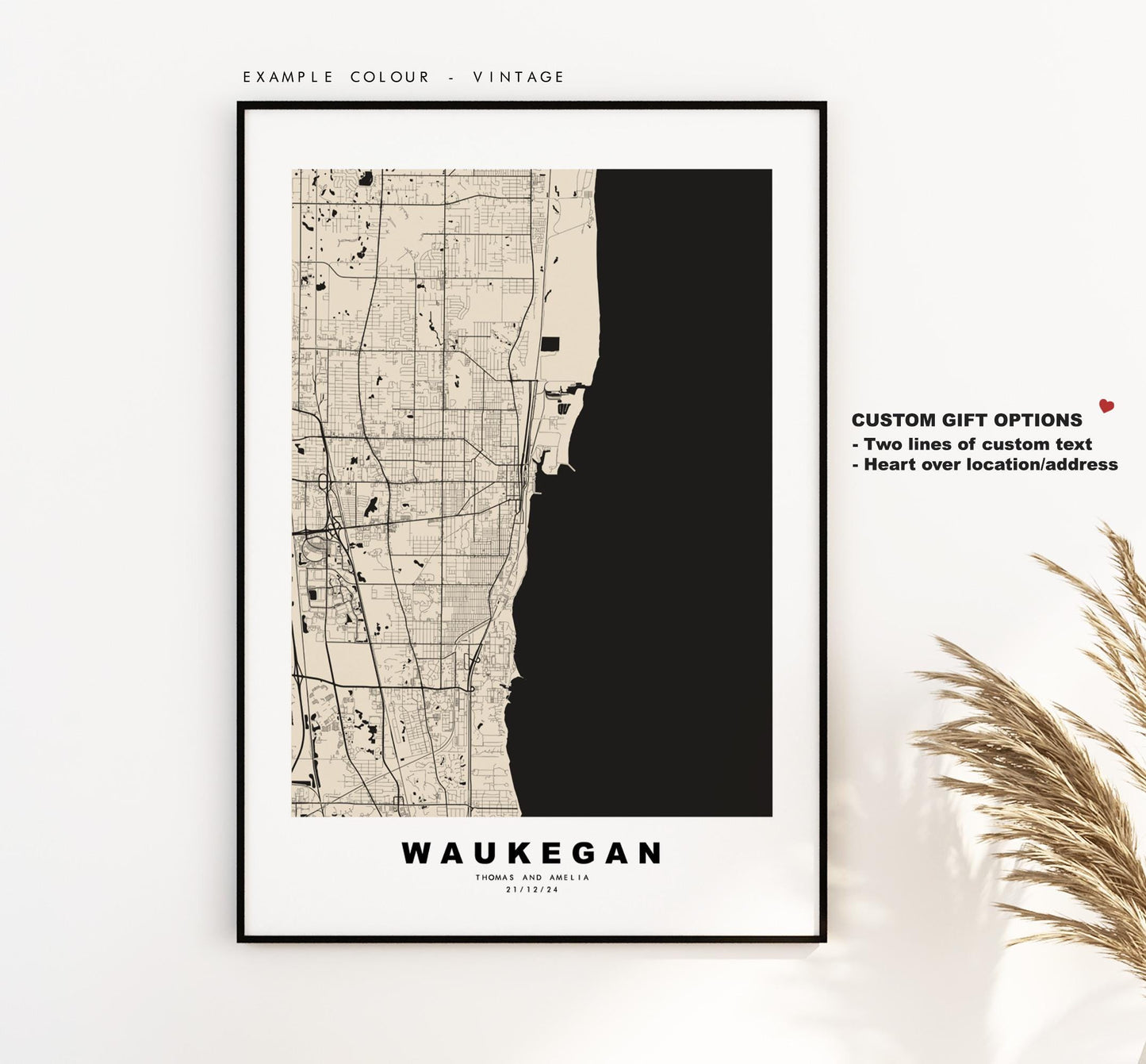 Waukegan Map Print - City Map Poster - Map Art - USA City Maps - Waukegan Print - Waukegan Poster - Minimalist City Map - Illinois