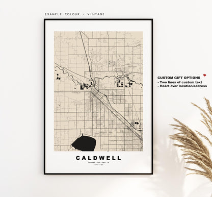 Caldwell Map Print - City Map Poster - Map Art - USA City Maps - Caldwell Print - Caldwell Poster - Minimalist City Map - Idaho