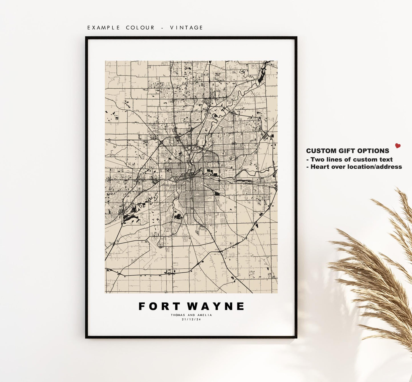 Fort Wayne Map Print - City Map Poster - Map Art - USA City Maps - Fort Wayne Print - Fort Wayne Poster - Minimalist City Map - Indiana