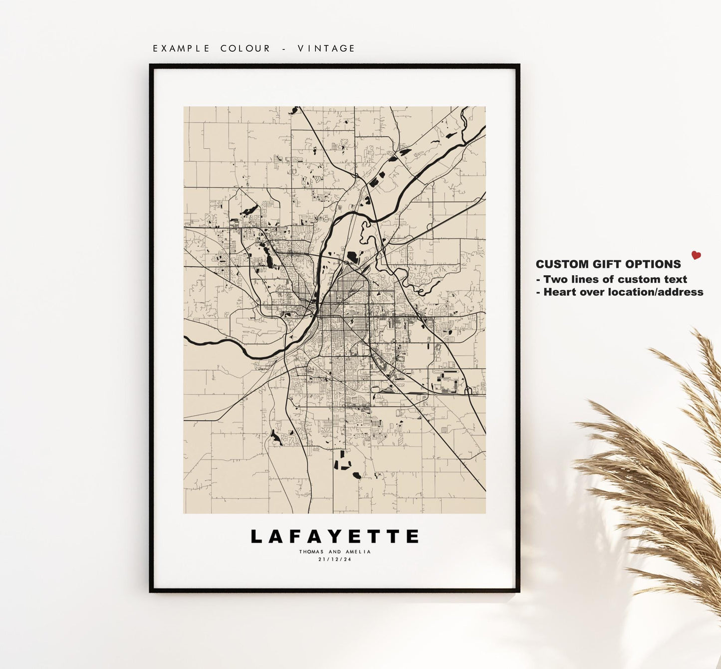 Lafayette Map Print (Indiana) - City Map Poster - Map Art - USA City Maps - Lafayette Print - Poster - Minimalist City Map - Indiana