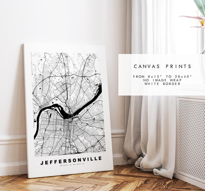 Jeffersonville Map Print - City Map Poster - Map Art - USA City Maps - Jeffersonville Print - Poster - Minimalist City Map - Indiana