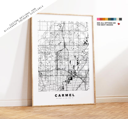 Carmel Map Print - City Map Poster - Map Art - USA City Maps - Carmel Print - Carmel Poster - Minimalist City Map - Indiana